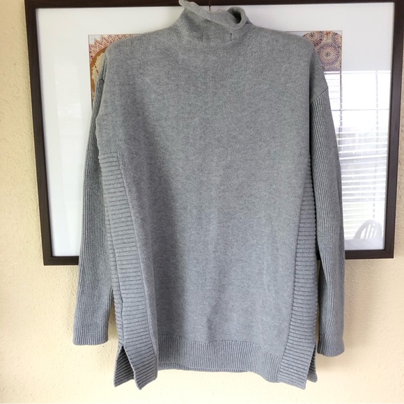 Tahari Gray Mock Neck Cotton Blend Sweater Modern Size S - Picture 6 of 10